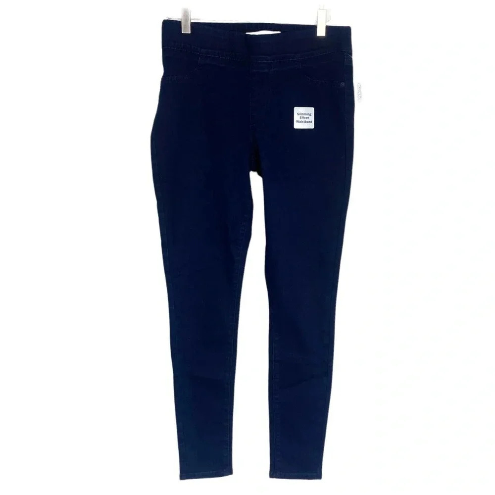 Old Navy Super Skinny Jeggings 6 Dark Blue Slimming Mid Rise Pull On Denim NEW